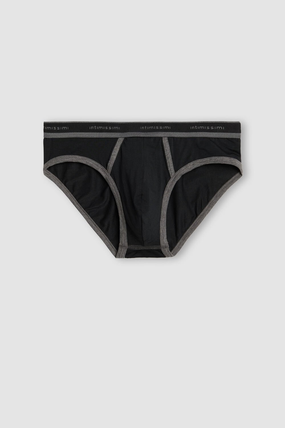 Intimissimi Stretch Supima® Cotton Brief with Logo Detail Black | 3650COYHD