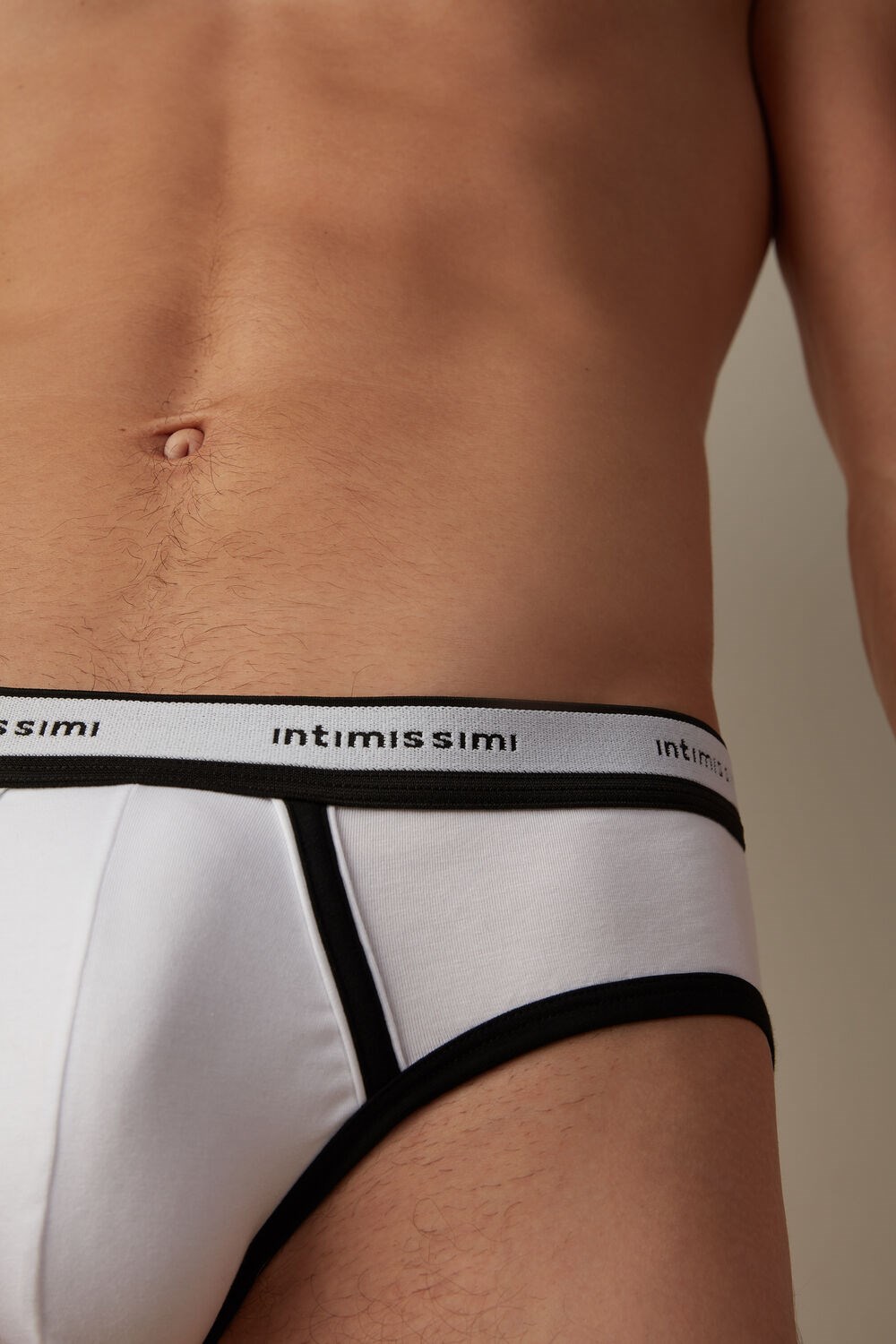 Intimissimi Stretch Supima® Cotton Brief with Logo Detail Multicolor - 143i - White / Black | 4581TOSIB