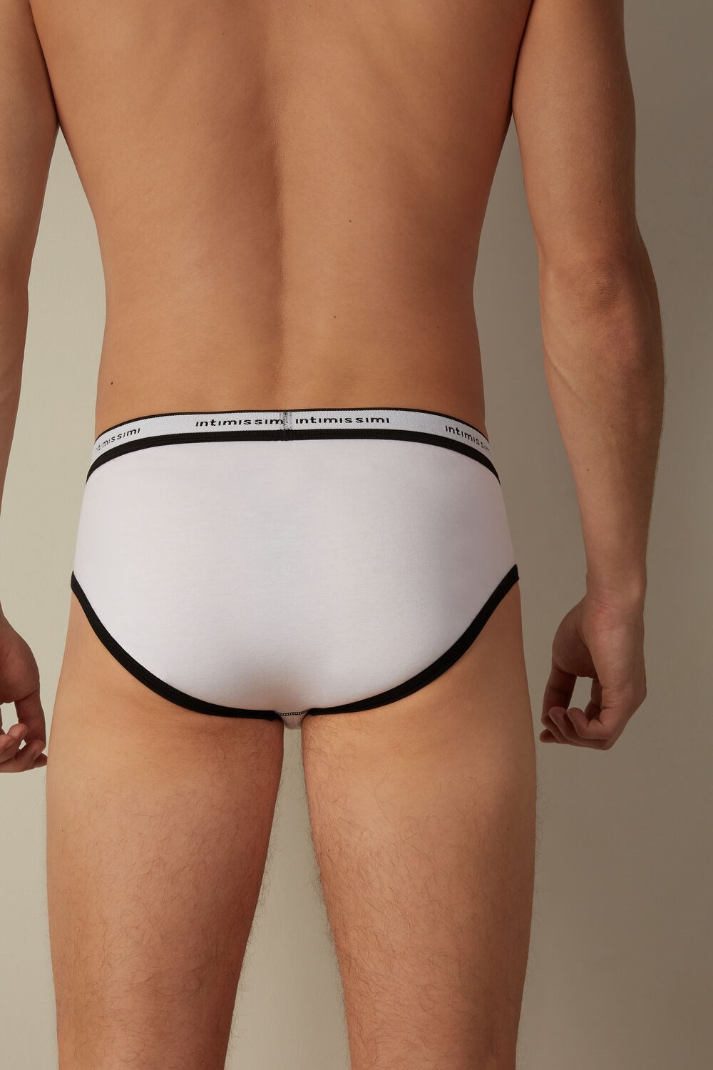 Intimissimi Stretch Supima® Cotton Brief with Logo Detail Multicolor - 143i - White / Black | 4581TOSIB