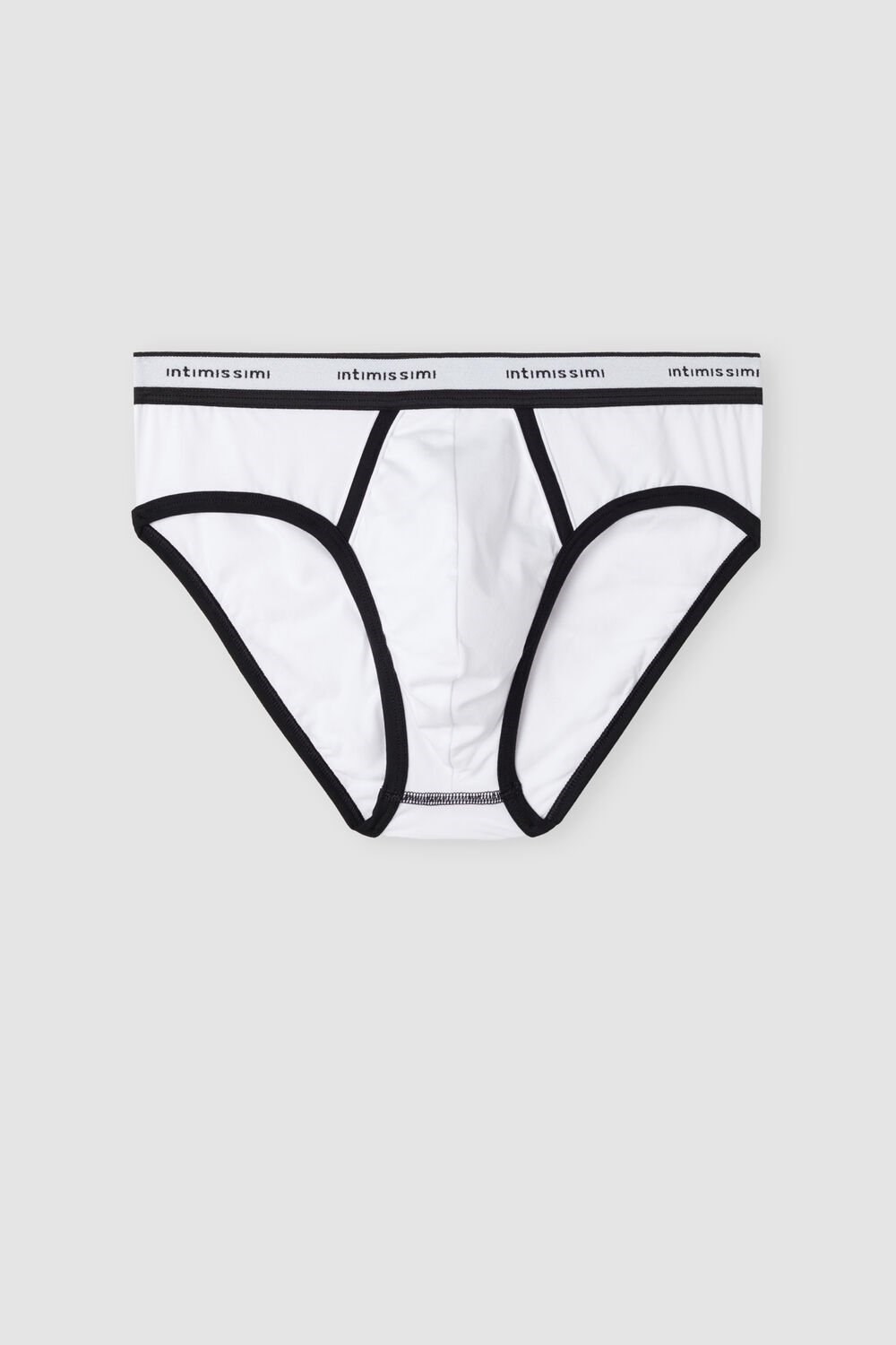 Intimissimi Stretch Supima® Cotton Brief with Logo Detail Multicolor - 143i - White / Black | 4581TOSIB