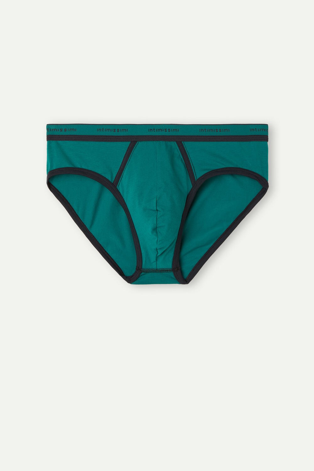 Intimissimi Stretch Supima® Cotton Brief with Logo Detail Green - 203j - Teal Green / Midnight Blue | 5092HJRCK