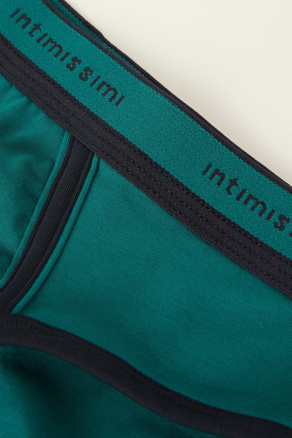 Intimissimi Stretch Supima® Cotton Brief with Logo Detail Green - 203j - Teal Green / Midnight Blue | 5092HJRCK