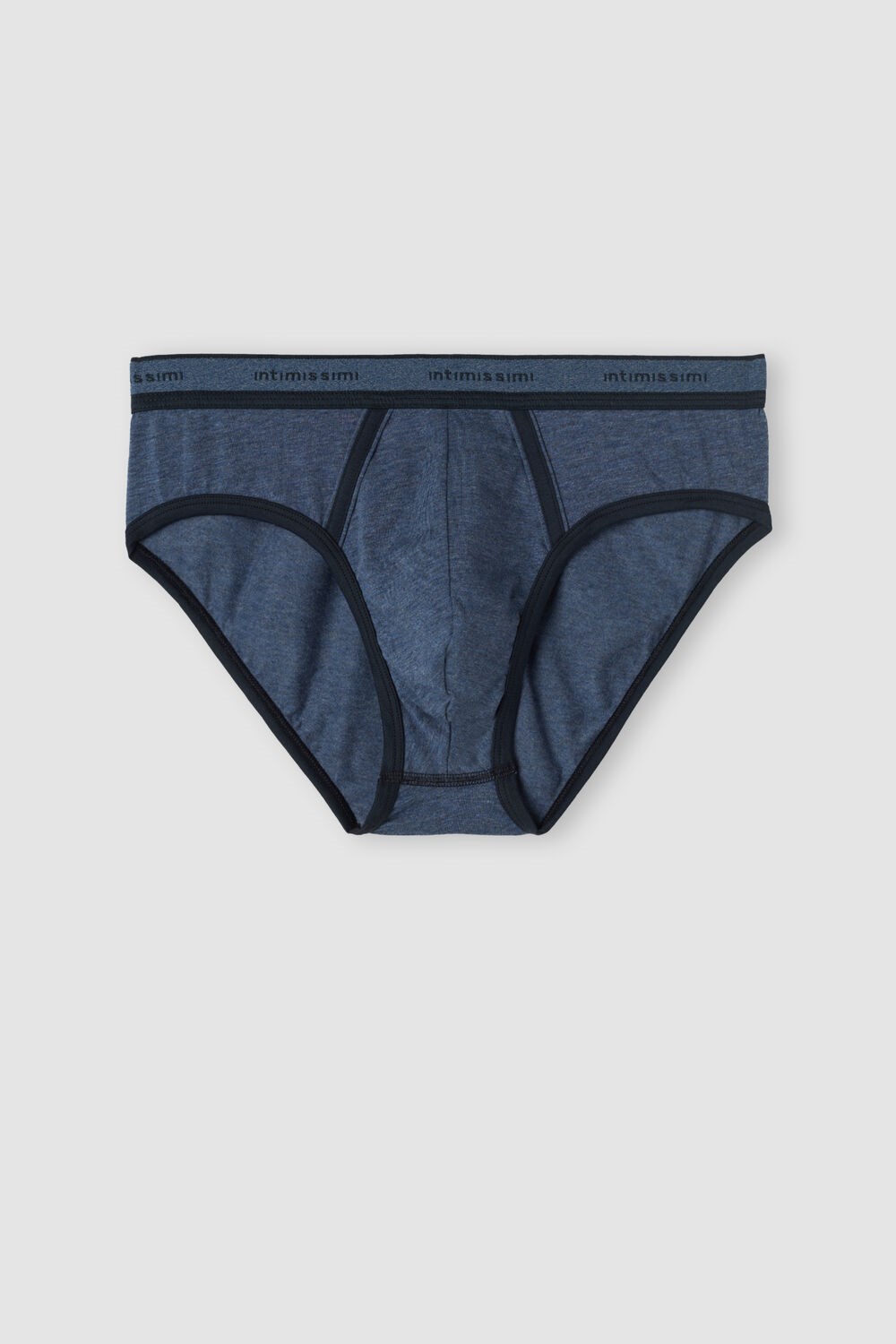 Intimissimi Stretch Supima® Cotton Brief with Logo Detail Blue - 845i - Heathered Denim Blue / Midnight Blue | 5142APQXY