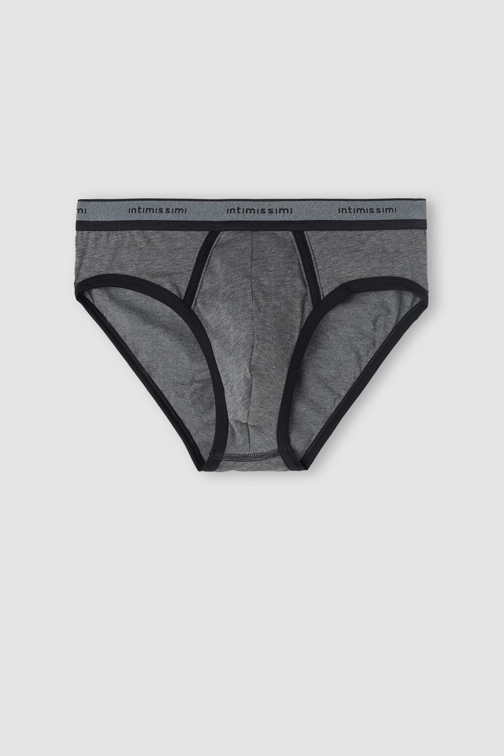 Intimissimi Stretch Supima® Cotton Brief with Logo Detail Black - 543i - Graphite Grey Blend / Black | 9348QAWEJ