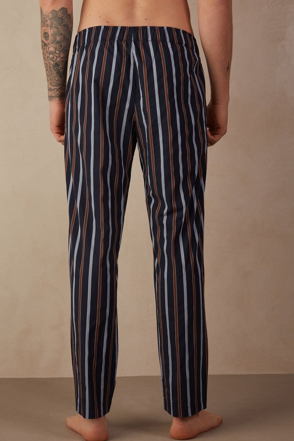 Intimissimi Striped Full Length Pants in Plain-weave Cotton Blue - 167j - Blue Stripes | 8152CGXOJ