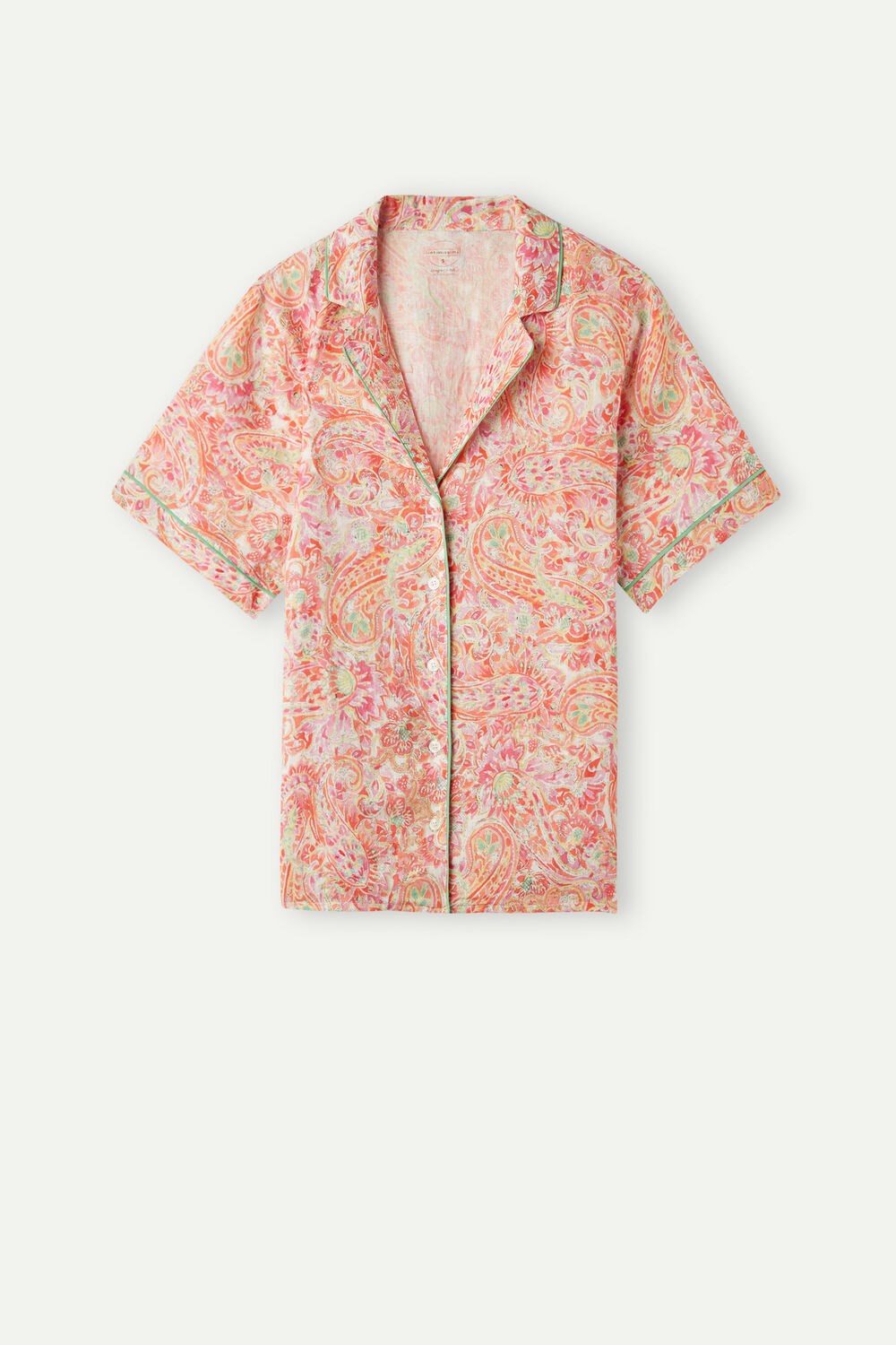 Intimissimi Summer Journey Short Sleeve Linen Shirt Multicolor - 240j - Summer Cashmere Print | 3457DLKYZ