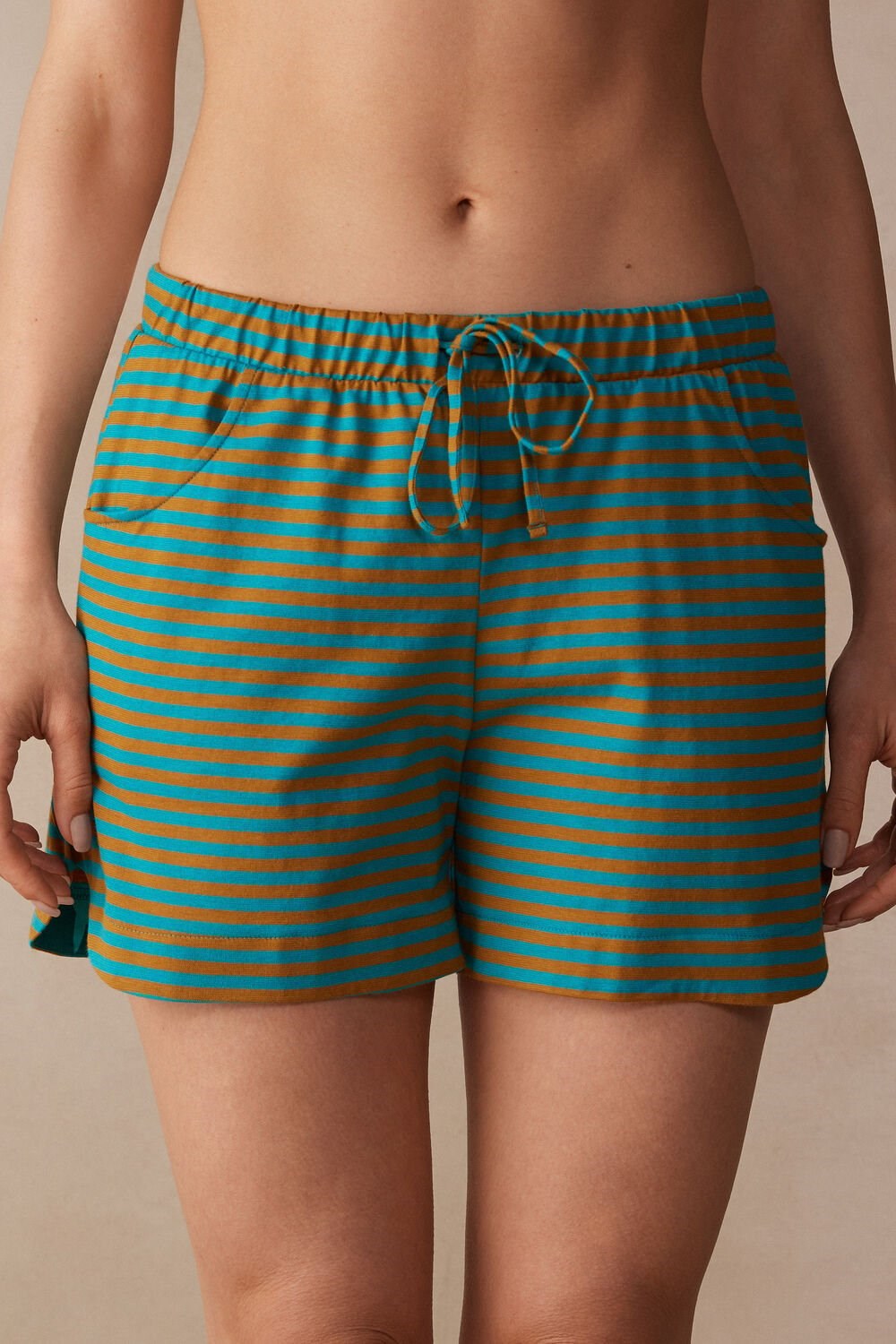 Intimissimi Summer Vibes Striped Shorts Green - 242j - Summer Vibes Stripe | 9062GHONB