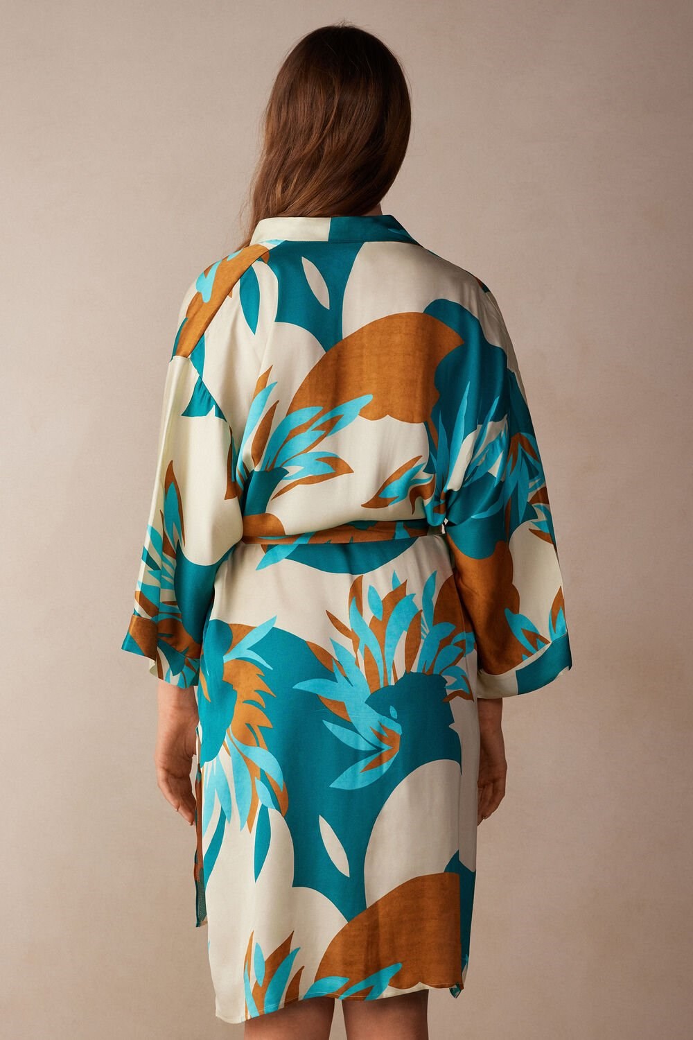 Intimissimi Summer Vibes Viscose Satin Kimono Multicolor - 241j - Summer Vibes Print | 6413CBODV