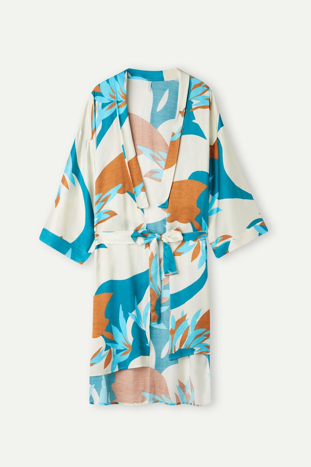 Intimissimi Summer Vibes Viscose Satin Kimono Multicolor - 241j - Summer Vibes Print | 6413CBODV