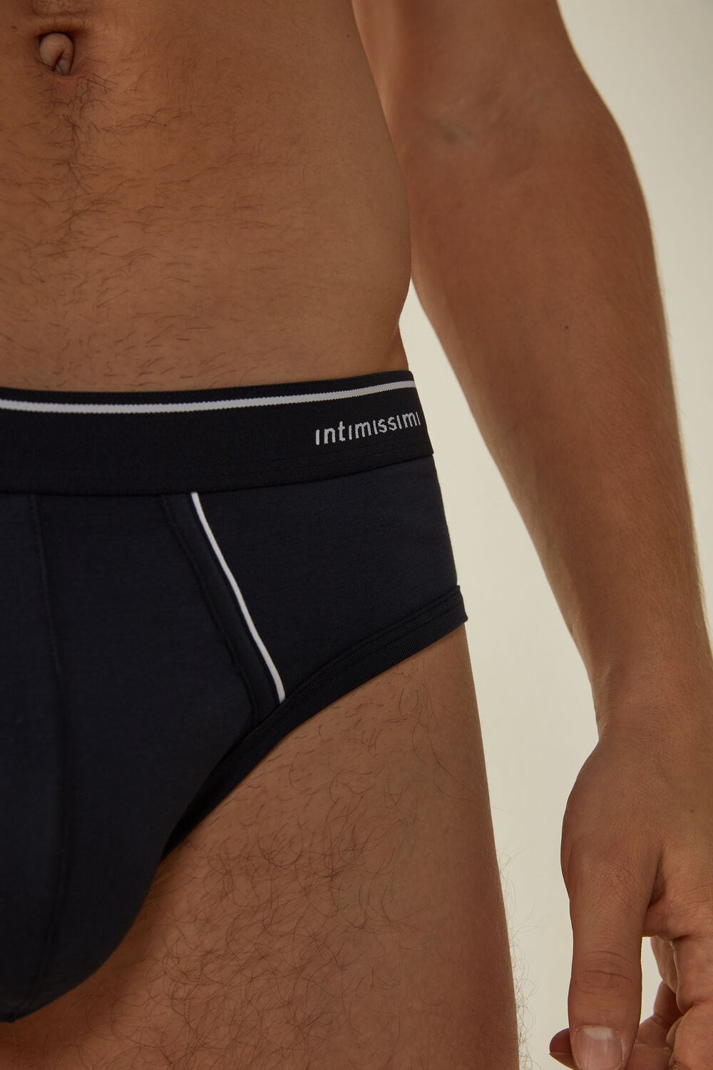 Intimissimi Supima Cotton Briefs with Visible Elastic Blue - 6987 - Blue / White | 1397GRJWX