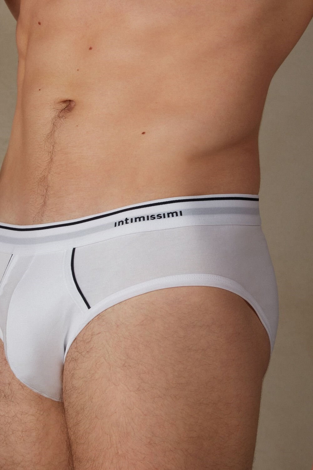 Intimissimi Supima Cotton Briefs with Visible Elastic White - 6986 - White / Blue | 9453KVQJA