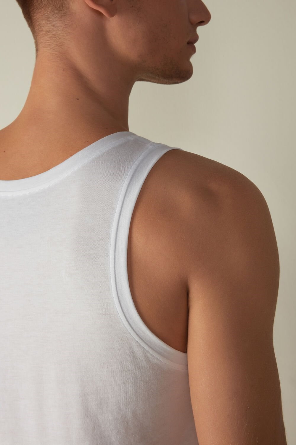 Intimissimi Supima Cotton Crew Neck Tank Top White - 001 - White | 4756DYQCK