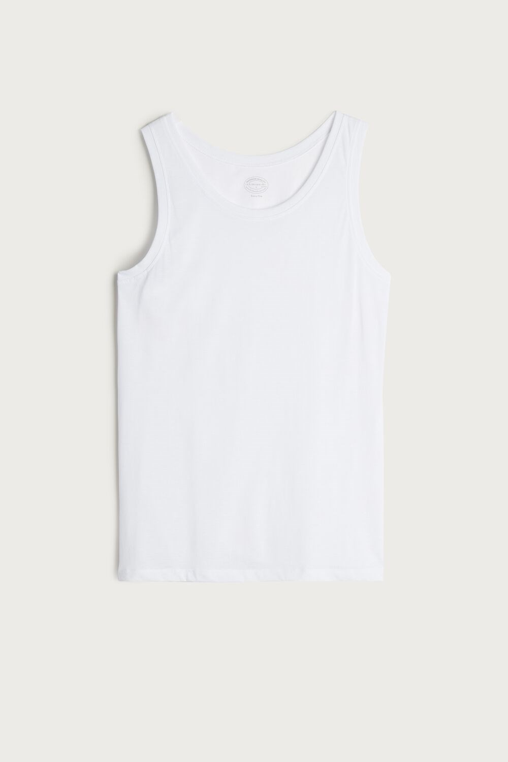 Intimissimi Supima Cotton Crew Neck Tank Top White - 001 - White | 4756DYQCK