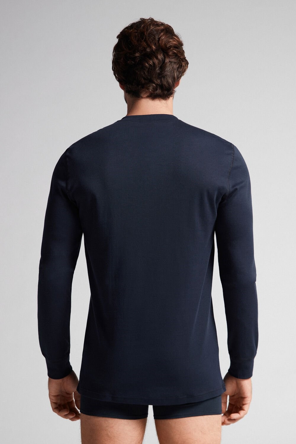 Intimissimi Supima Interlock Long-Sleeve Top 800 - Midnight Blue | 1706GQHBE