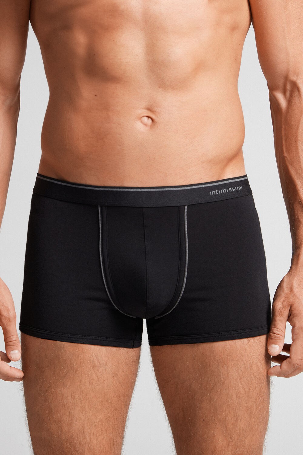 Intimissimi Supima® Cotton Boxers Black - 7007 - Black / Heathered Graphite Grey | 0384JNUZF