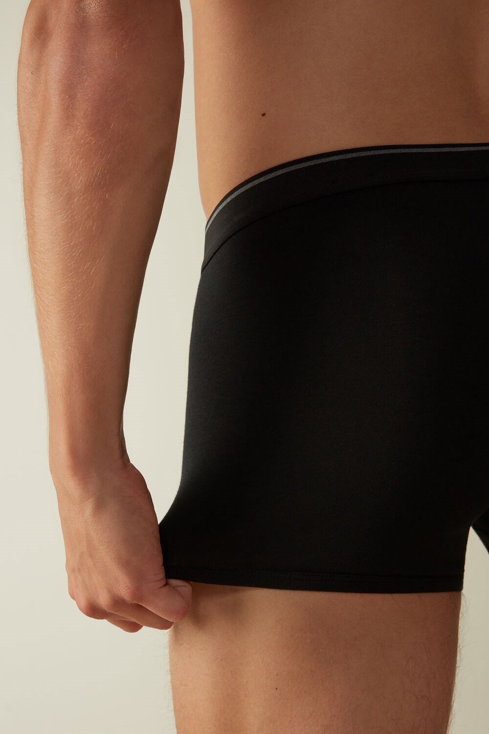 Intimissimi Supima® Cotton Boxers Black - 7007 - Black / Heathered Graphite Grey | 0384JNUZF