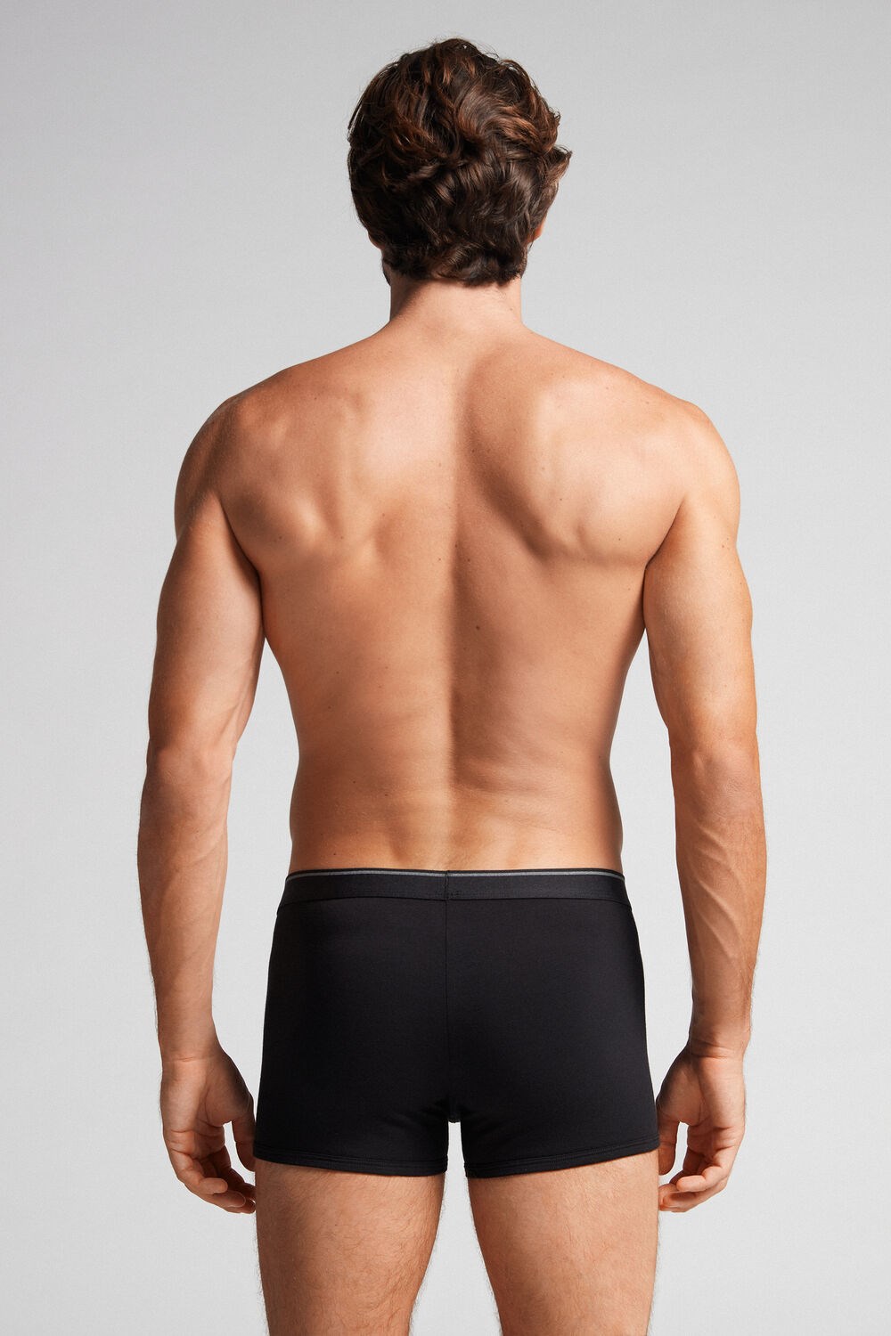 Intimissimi Supima® Cotton Boxers Black - 7007 - Black / Heathered Graphite Grey | 0384JNUZF