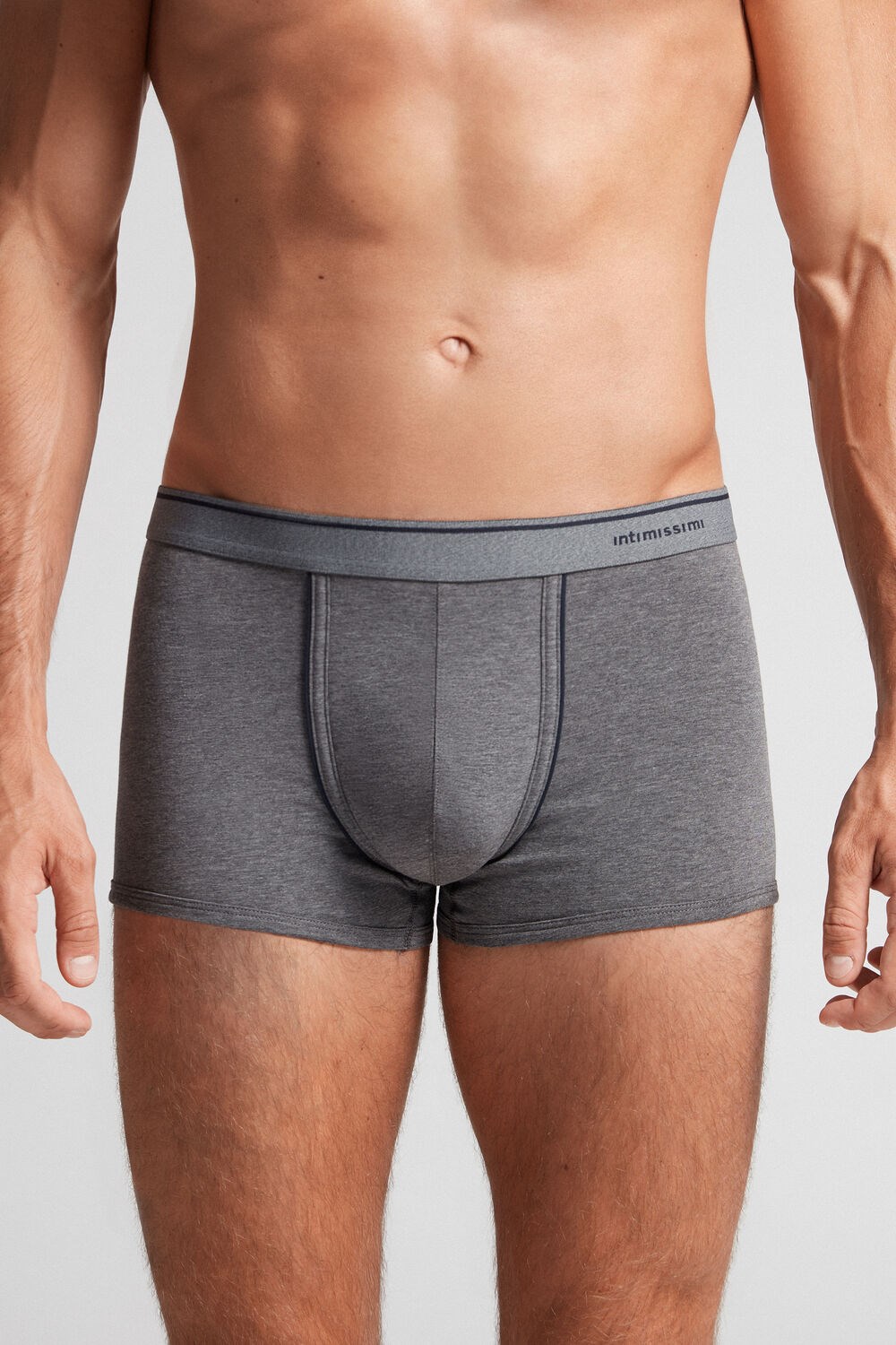 Intimissimi Supima® Cotton Boxers Dark Grey - 080i - Heathered Graphite Grey / Blue | 4862JRSFO