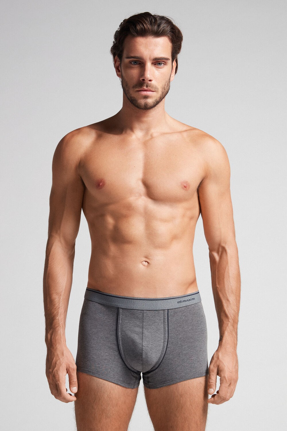 Intimissimi Supima® Cotton Boxers Dark Grey - 080i - Heathered Graphite Grey / Blue | 4862JRSFO