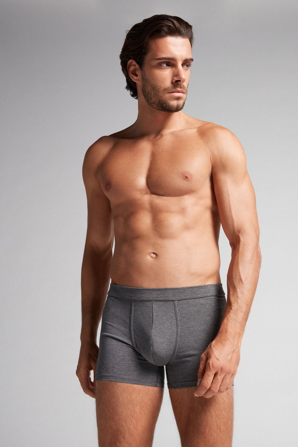 Intimissimi Supima® Cotton Loose Fit Boxers Dark Grey - 5227 - Heathered Graphite Grey | 7469LZACR