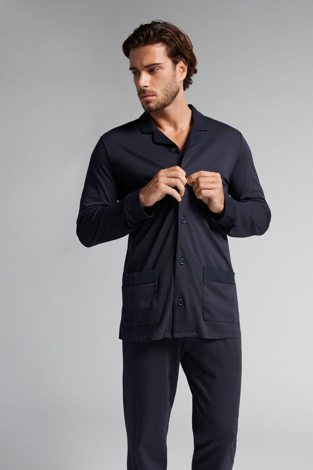 Intimissimi Supima® Cotton Pajamas Blue - 800 - Midnight Blue | 6142JHMTX