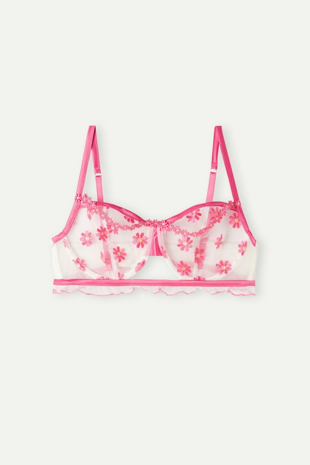 Intimissimi Sweet Like Daisies Balconette Bra White - 239j - Fuchsia Pink / Talc White | 1965HIUER