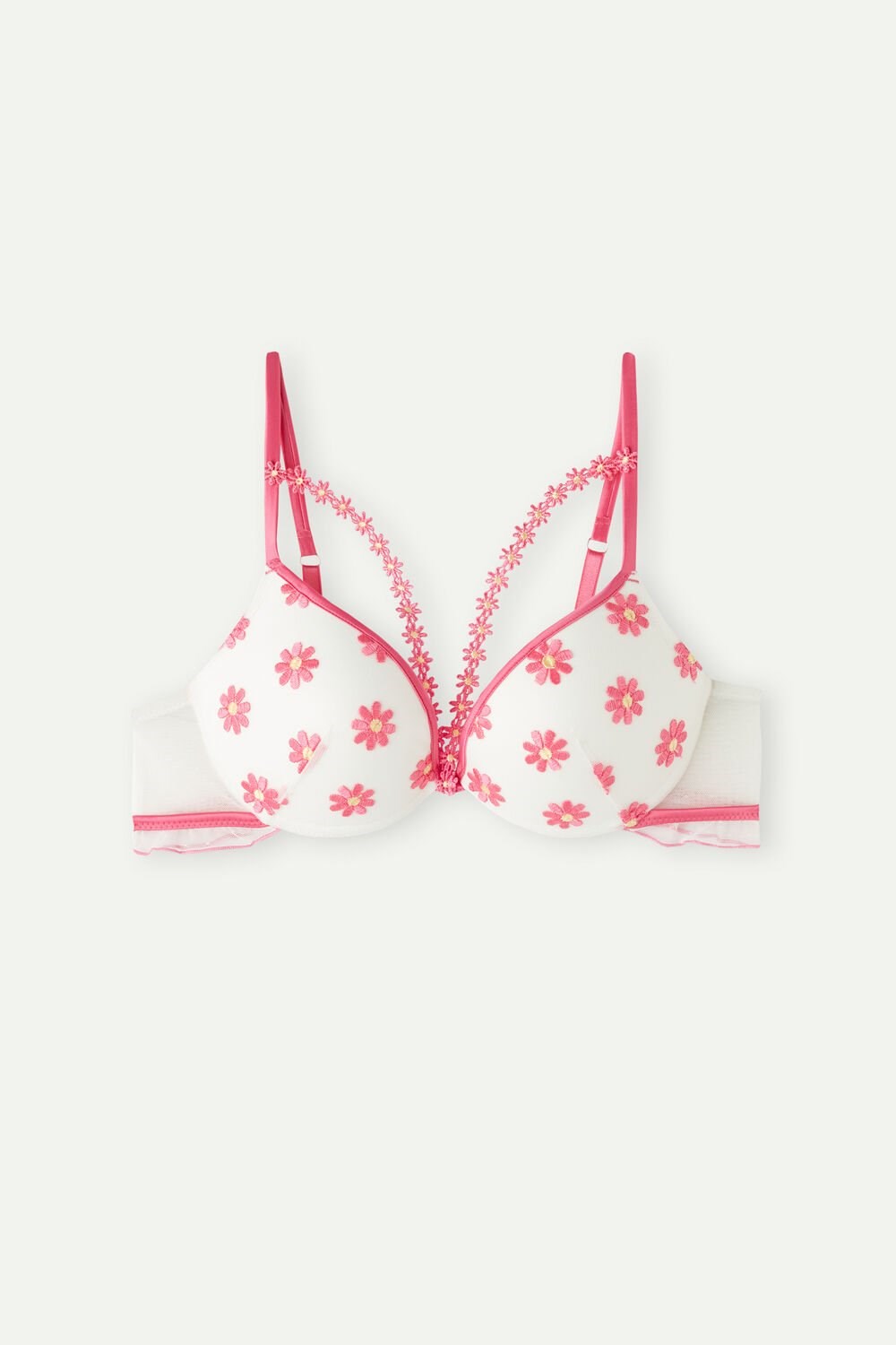 Intimissimi Sweet Like Daisies Simona Super Push-up Bra White - 239j - Fuchsia Pink / Talc White | 2403CZWLG