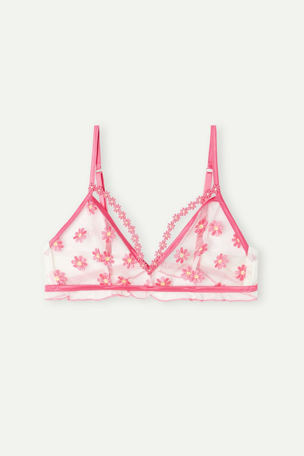 Intimissimi Sweet Like Daisies Triangle Bra White - 239j - Fuchsia Pink / Talc White | 6912VUMOI