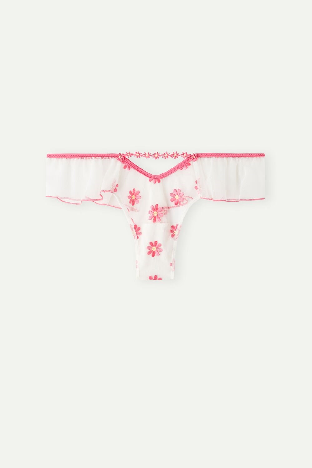 Intimissimi Sweet Like Daisies ‘80s Style Brazilian White - 239j - Fuchsia Pink / Talc White | 0738UAWJG