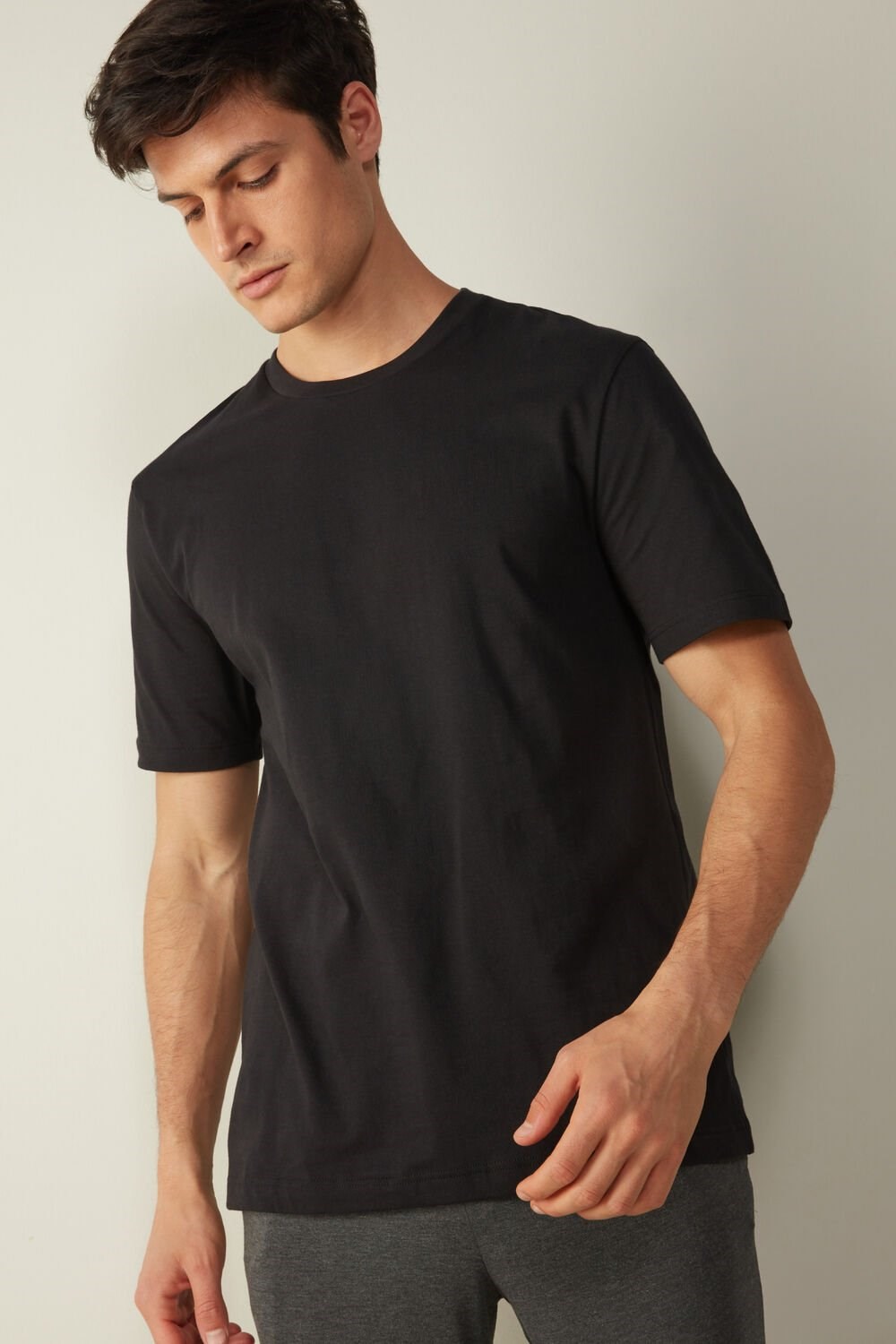 Intimissimi T-shirt in Cotton Jersey Black - 019 - Black | 9365EHKOY