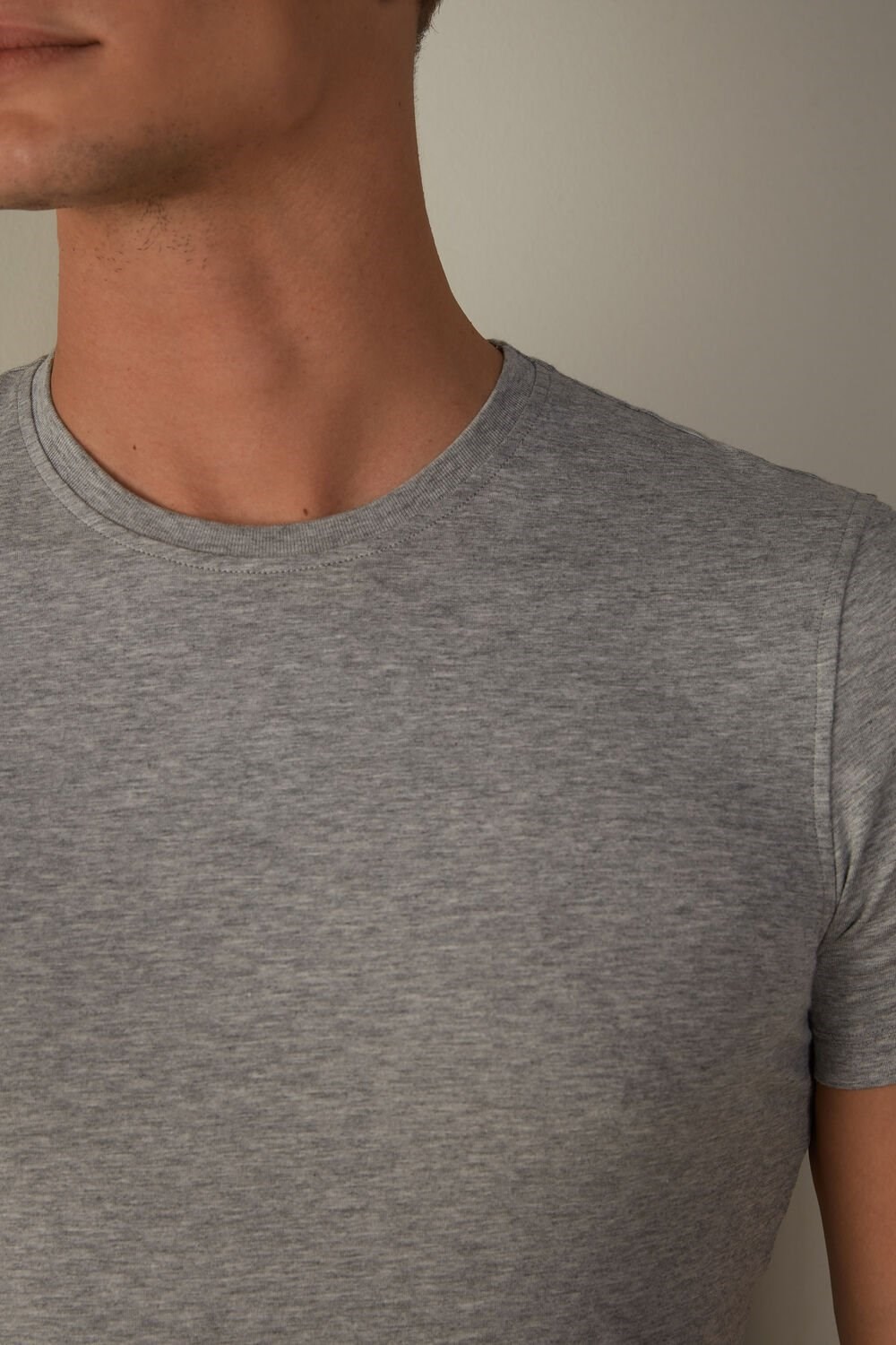 Intimissimi T-shirt in Stretch Supima® Cotton Grey - 031 - Light Heathered Grey | 6473MSBVZ