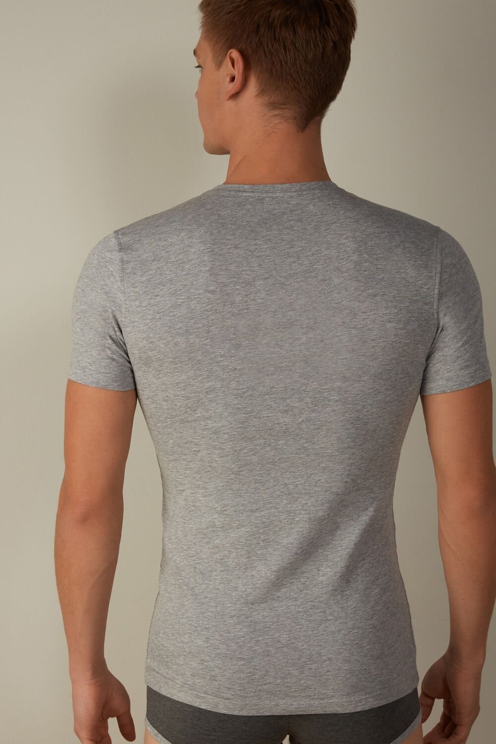 Intimissimi T-shirt in Stretch Supima® Cotton Grey - 031 - Light Heathered Grey | 6473MSBVZ