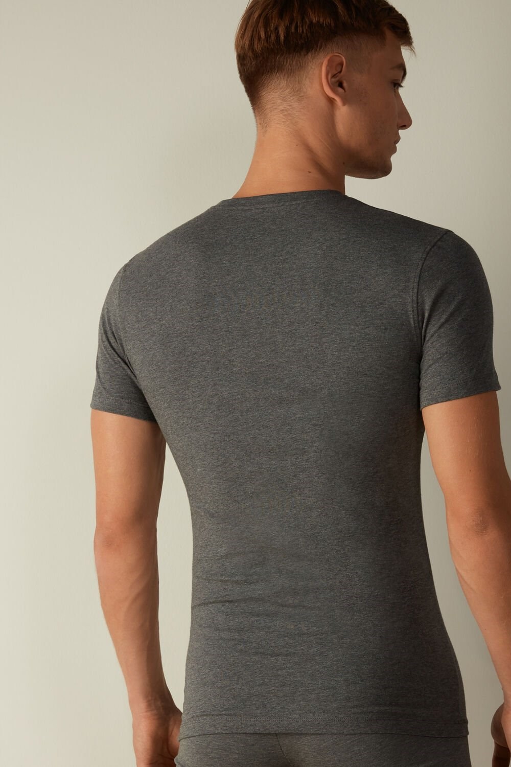 Intimissimi T-shirt in Stretch Supima® Cotton Dark Grey - 5227 - Heathered Graphite Grey | 8394MLNPY