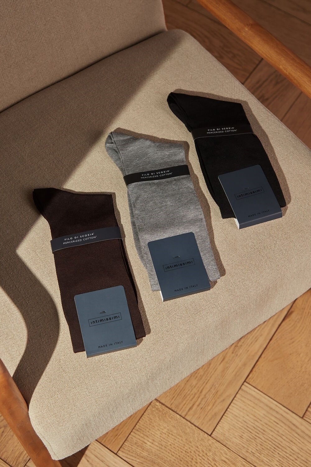 Intimissimi Tall Sateen Egyptian Cotton Socks Brown - 015 - Brown | 6104SYDRU