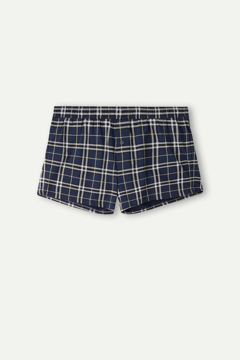 Intimissimi Tartan Patterned Cotton Jersey Relaxed Fit Boxers Blue - 171j - Blue / Yellow Tartan Print | 0483HCLRG