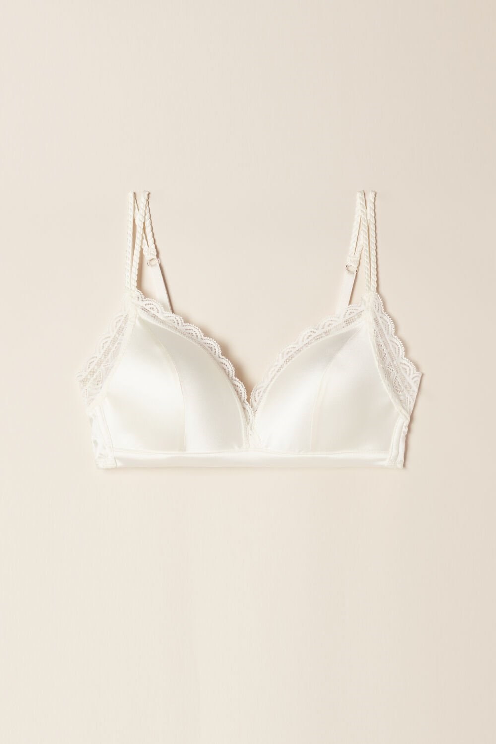 Intimissimi Tiziana Silk and Lace Triangle Bra Ivory - 2127 - Talc White | 0934COFWS