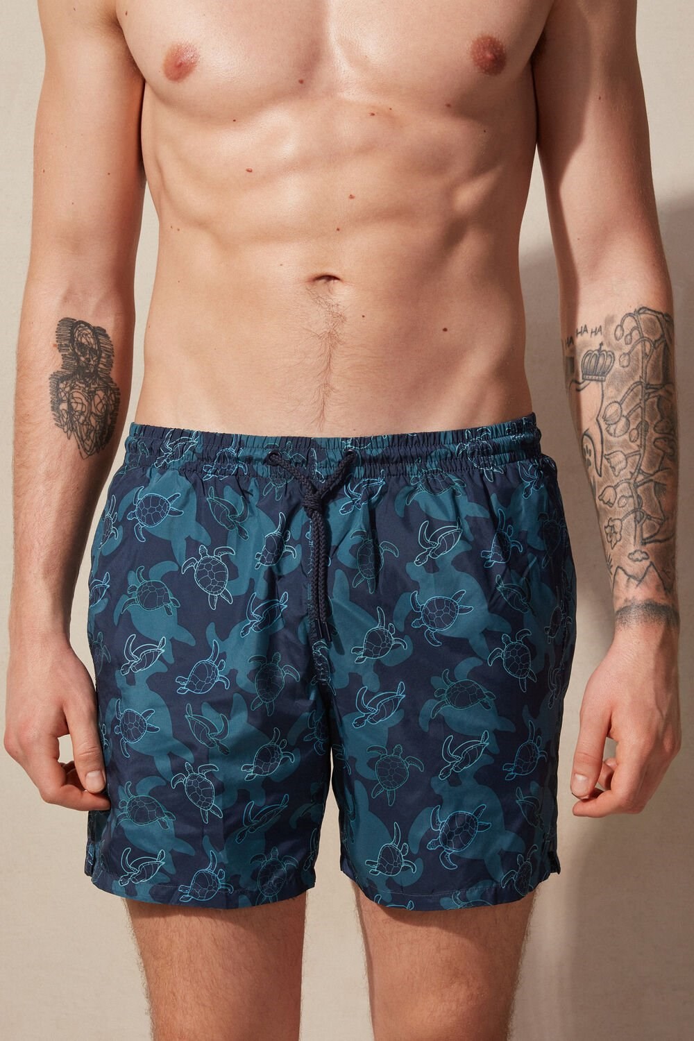 Intimissimi Turtle Print Swim Trunks Blue - 274j - Intense Blue Tortoise Print | 4189ZNSGF