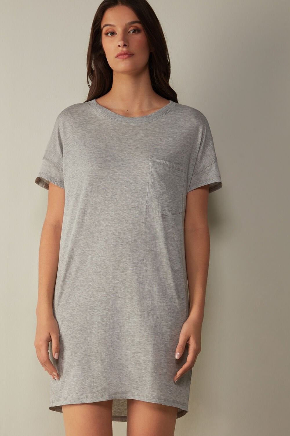 Intimissimi Ultrafresh Supima® Cotton Nightdress Grey - 031 - Light Heathered Grey | 3012HJLXG