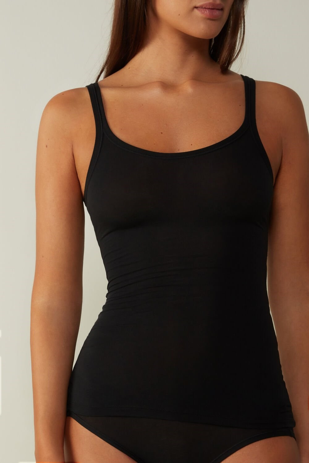 Intimissimi Ultralight Supima® Cotton Top Black - 019 - Black | 4973NHUSX