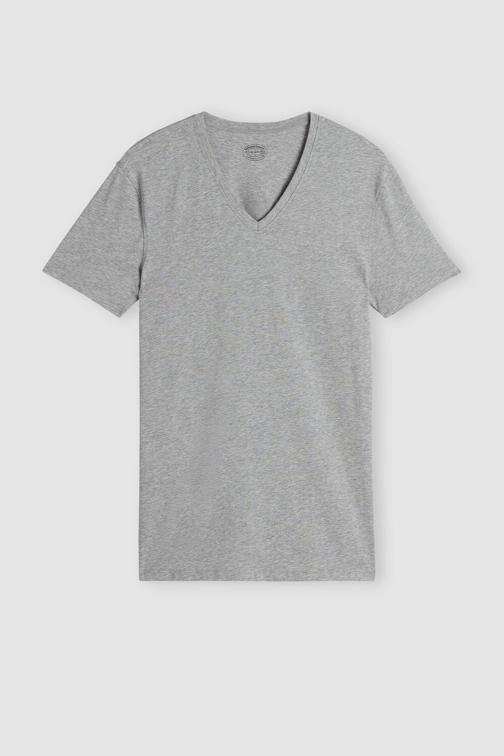 Intimissimi V-neck T-shirt in Stretch Supima® Cotton Grey - 031 - Light Heathered Grey | 7293MLKSZ