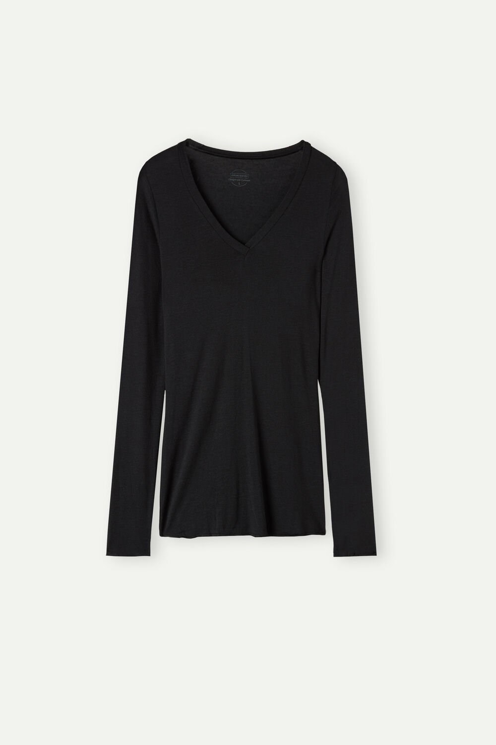 Intimissimi V-neck top in Modal Ultralight with Cashmere Black - 019 - Black | 9635HJDVE