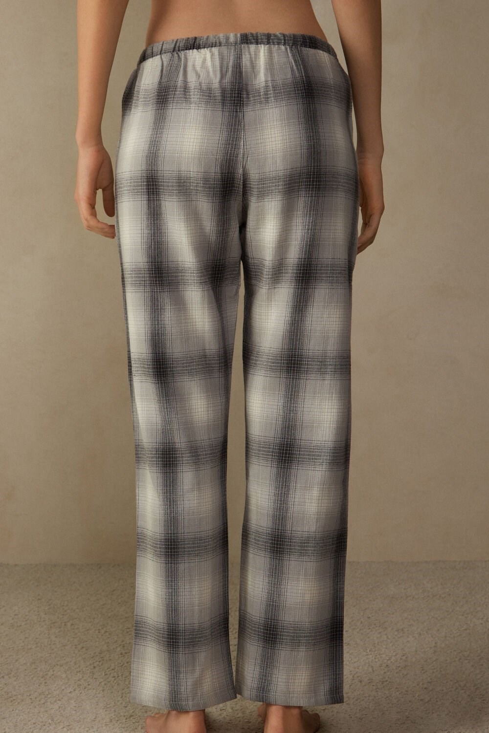 Intimissimi Warm Cuddles Pants in Brushed Cloth Grey - 149j - Grey / Creamy White Check Print | 1965WVKIR