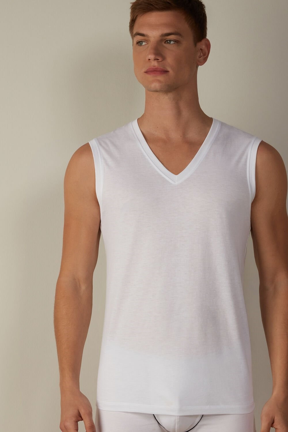 Intimissimi Wide-Strap Supima Cotton Tank Top White - 001 - White | 5379FASCY