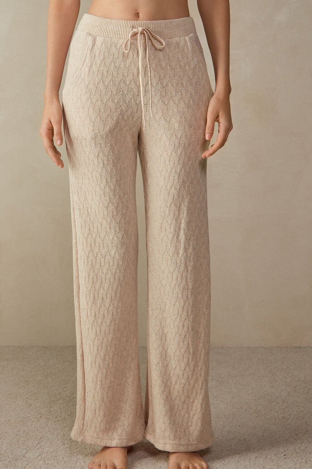 Intimissimi Winter Braid Full Length Jacquard Pants Natural - 2106 - Beige Blend | 5132FOQIY