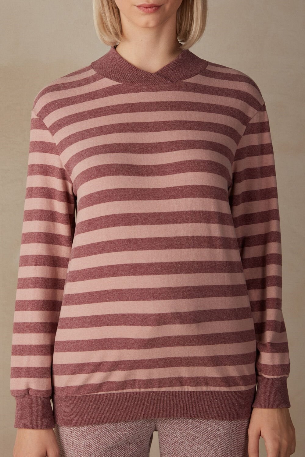 Intimissimi Winter Candies Striped Long Sleeve Top Pink - 158j - Pink / Dark Pink Stripe | 9647YXIJS