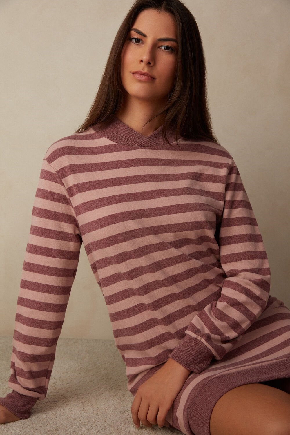 Intimissimi Winter Candies Striped Night Shirt Pink - 158j - Pink / Dark Pink Stripe | 6824KLSXI