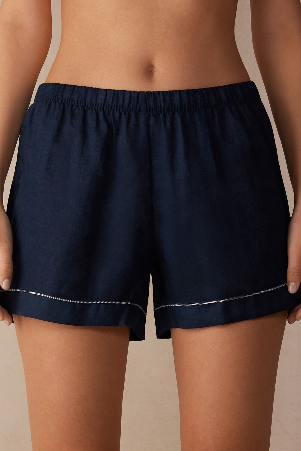 Intimissimi Yacht Night Linen Shorts Blue - 243j - Sailor Blue | 3824VMQPF