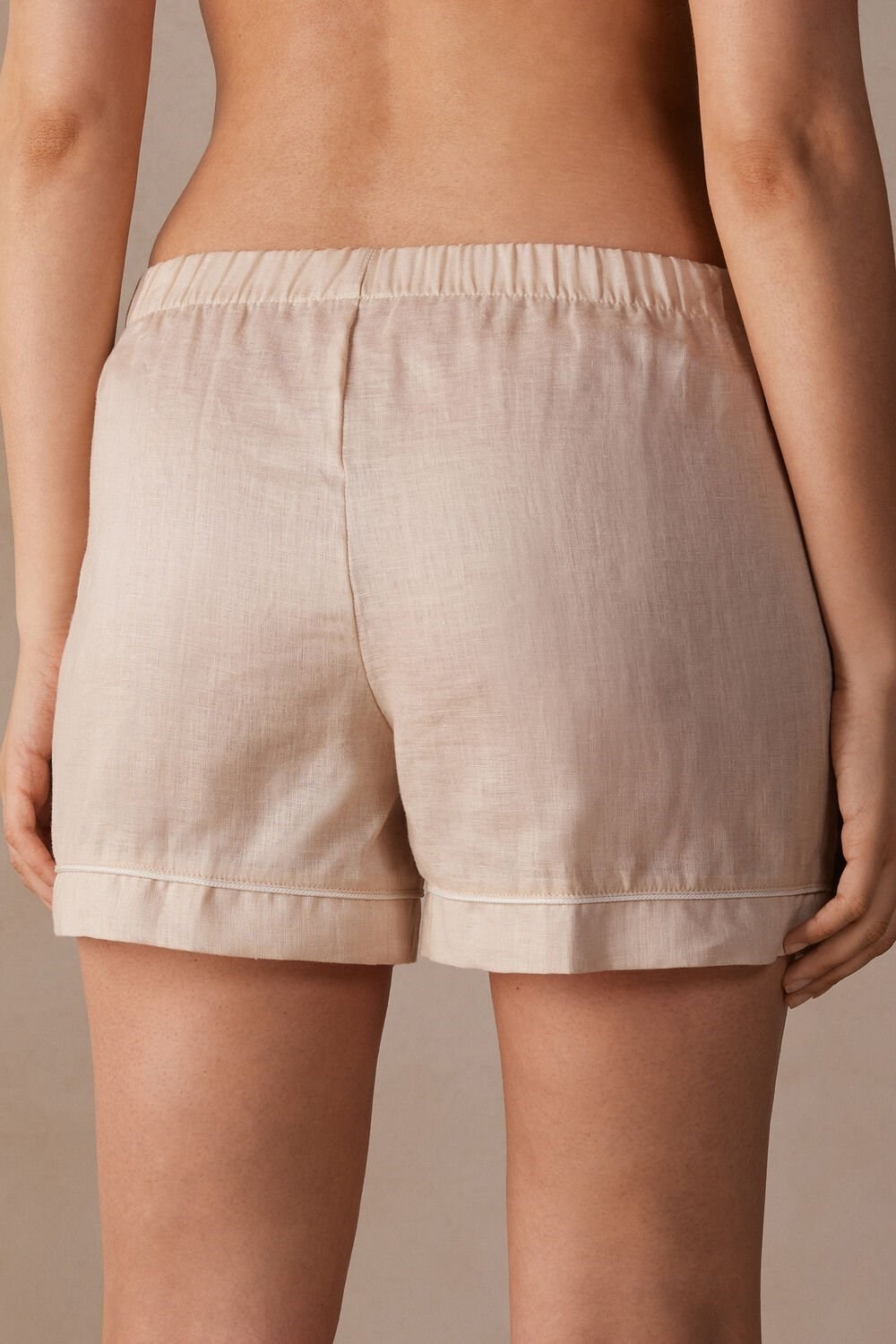 Intimissimi Yacht Night Linen Shorts Natural - 913i - Rope Beige | 9506BHFGX