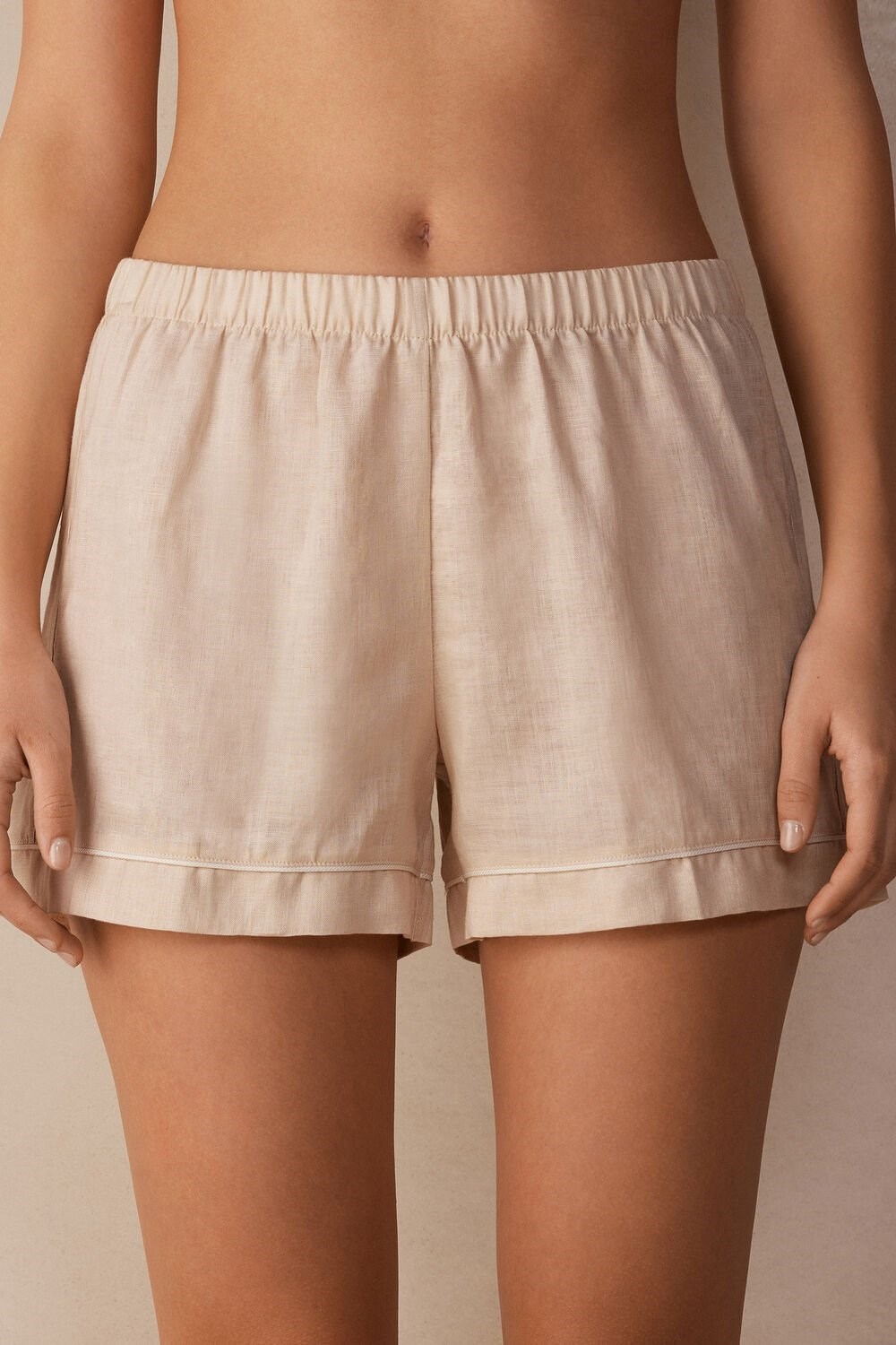 Intimissimi Yacht Night Linen Shorts Natural - 913i - Rope Beige | 9506BHFGX