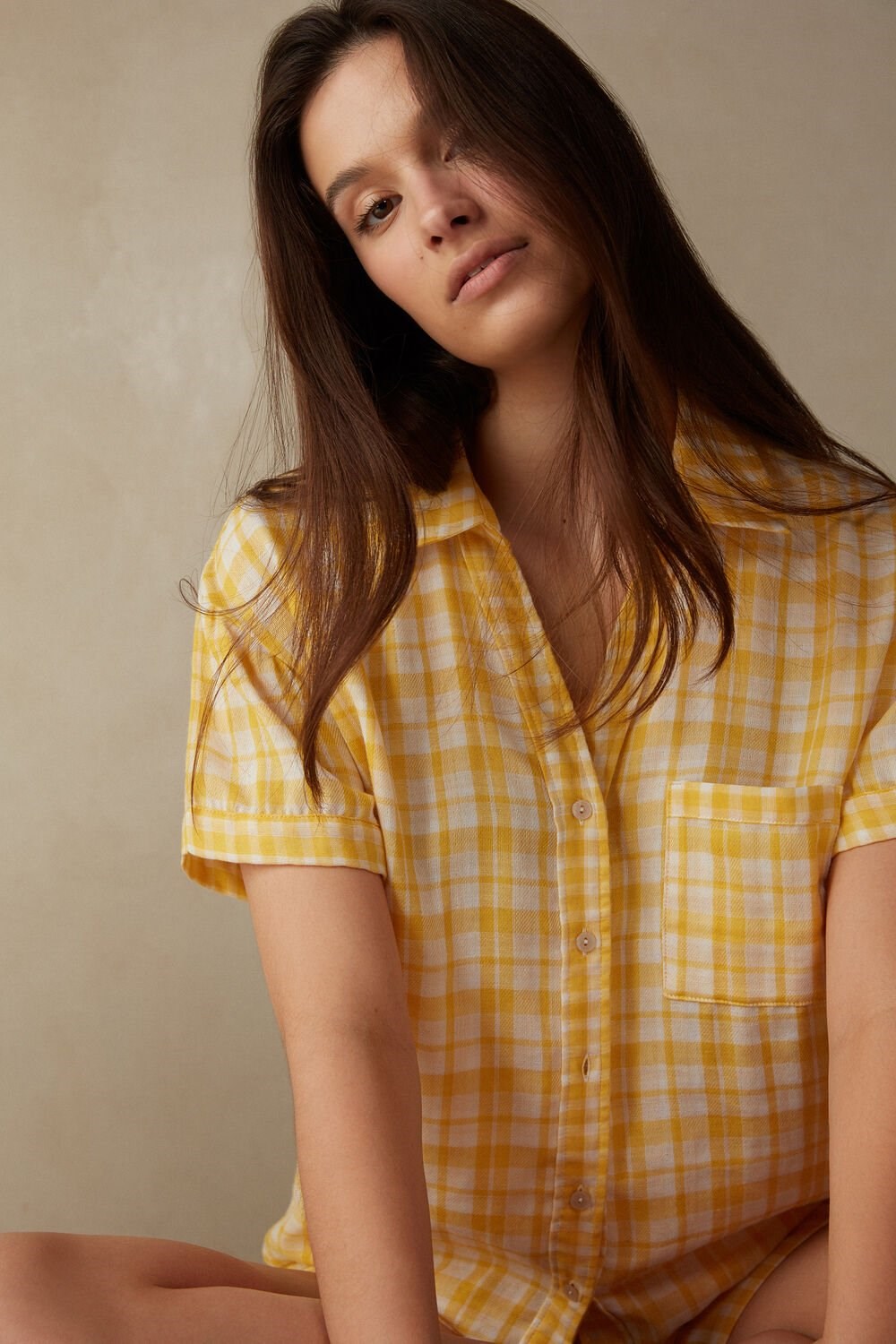 Intimissimi Yellow Submarine Short Sleeve Top Yellow - 909i - Yellow Tartan | 3674SYTJB